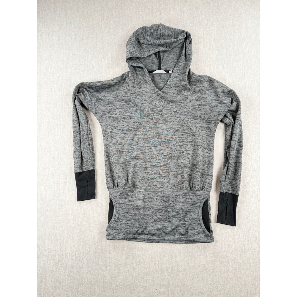 Athleta Gray Space Dye Crossover Hoodie Thumbhole Cuffs XXS 427715